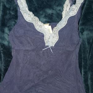 Gapbody navy and baby blue lace/mesh night tank